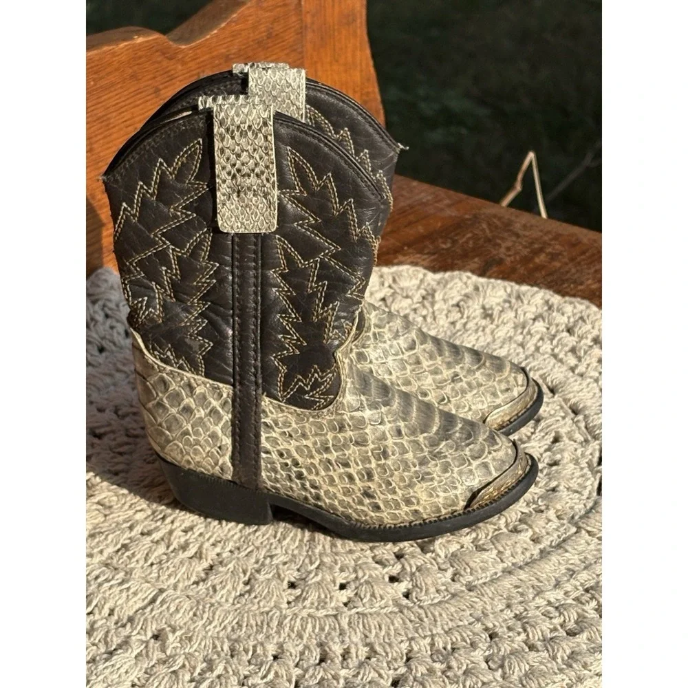 Lil Durango Kids Snake Print Western Boots Size 6.5 Gray And Black